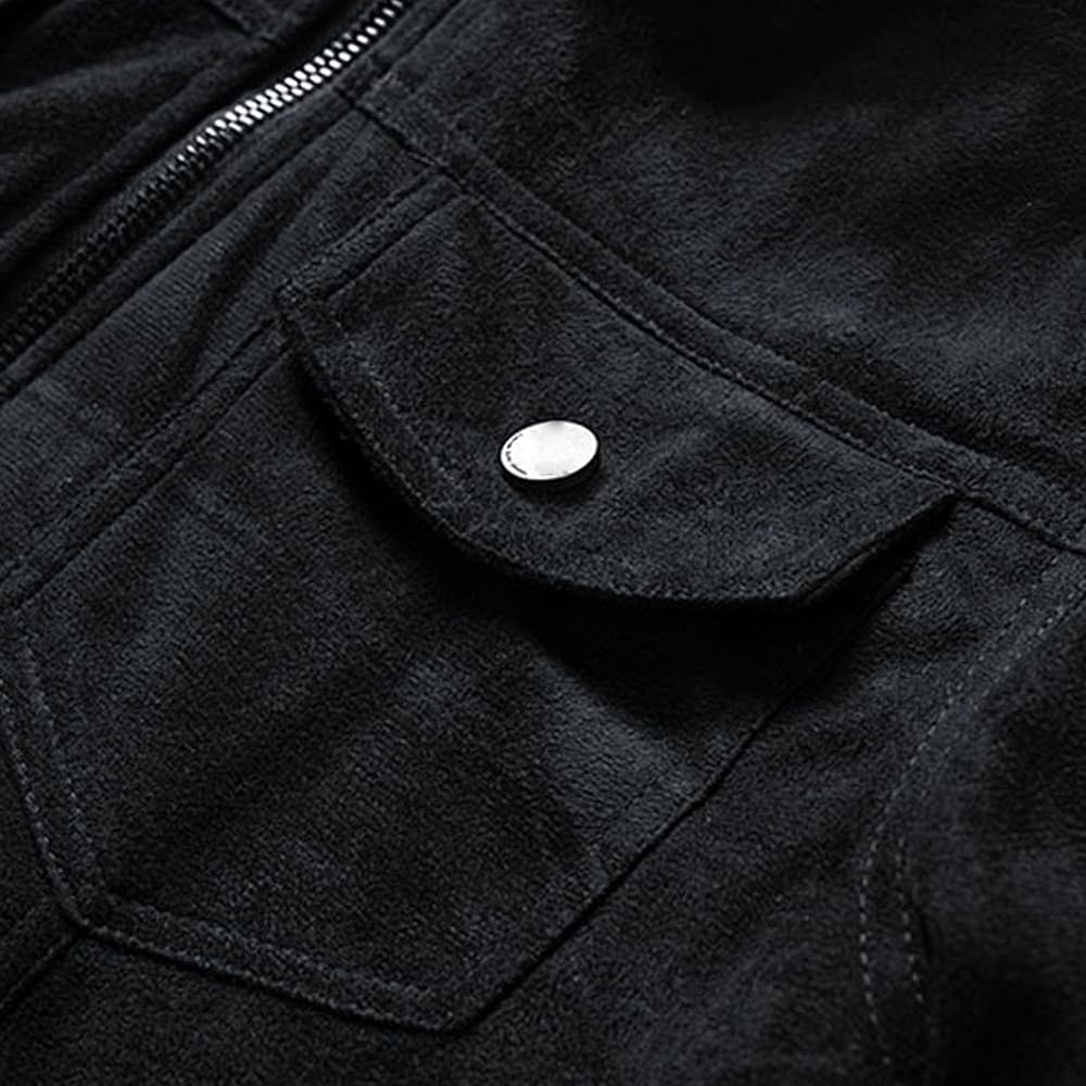 Amazon.com: Men's Corduroy Fur Collar Jacket Fleece Lined Lapel