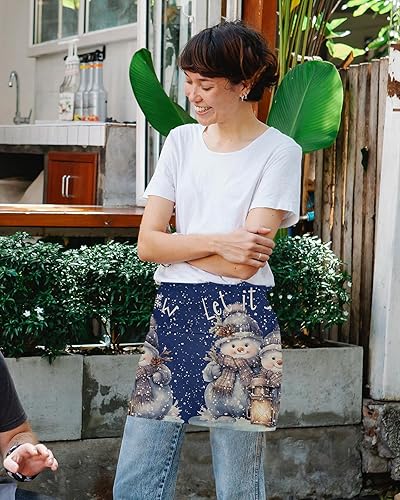 Miniatura 4 de Delantales de servidor de Halloween con 3 bolsillos, delantal de cintura color naranja, calabaza, blanco, fantasma, negro, impermeable, medio