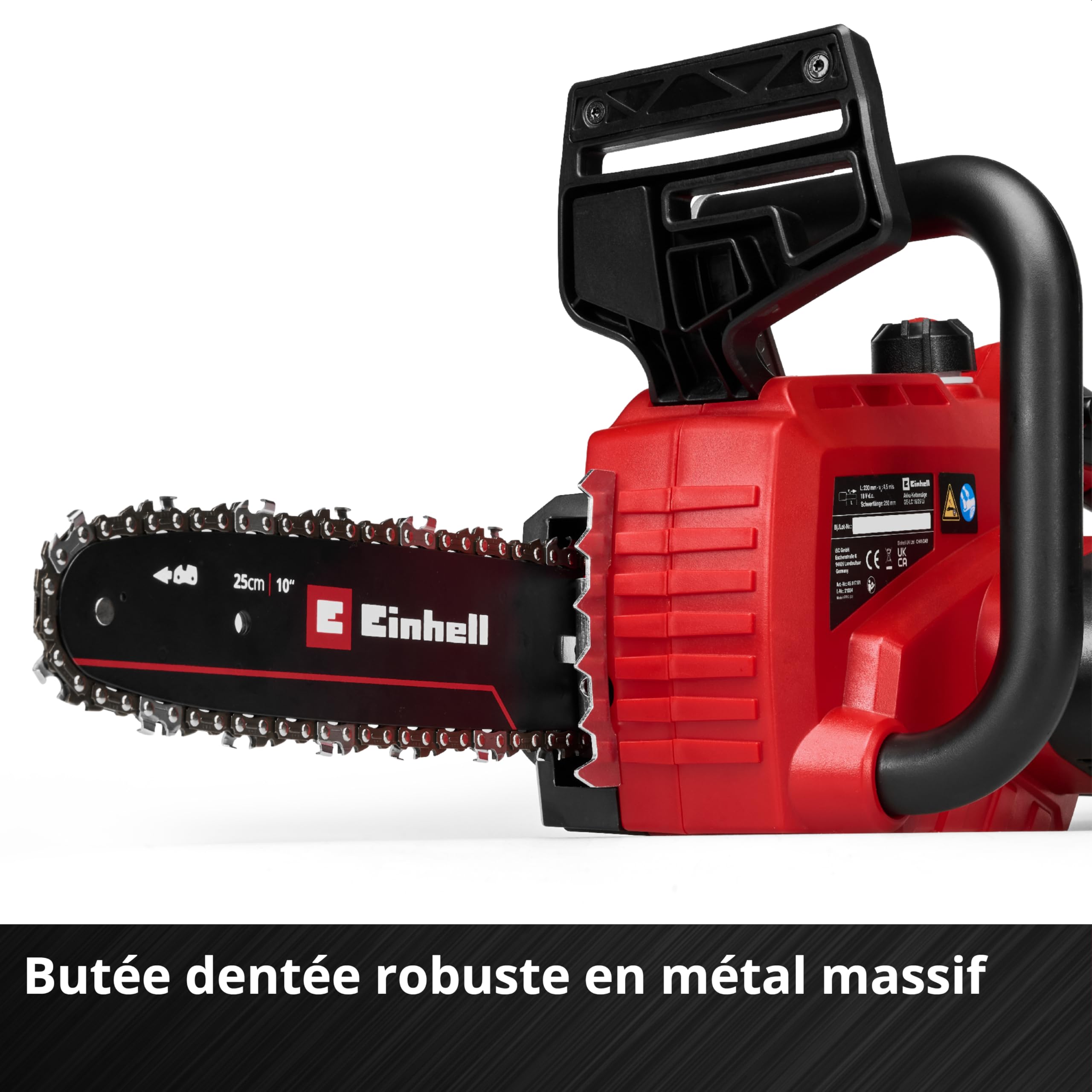 Einhell Akumulatorowa piła łańcuchowa GE-LC 18/25-1 Li Kit (1 x 2,5 Ah), PXC (18 V, długość cięcia 23 cm, prędkość łańcucha 4,5 m/s, automatyczne smarowanie, z akumulatorem i ładowarką)