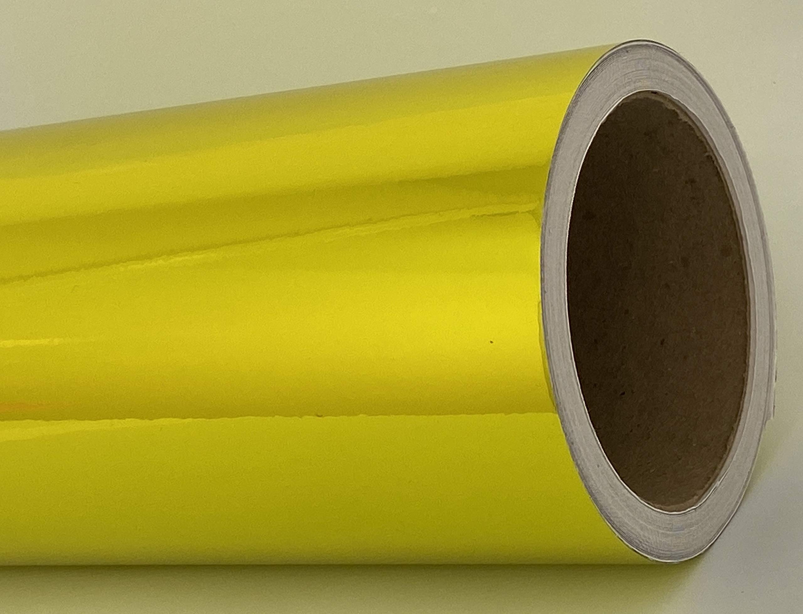 Roll of Colored Chrome Sign Vinyl, with Self-Adhesive (Yellow, 24 inch x 30 ft)