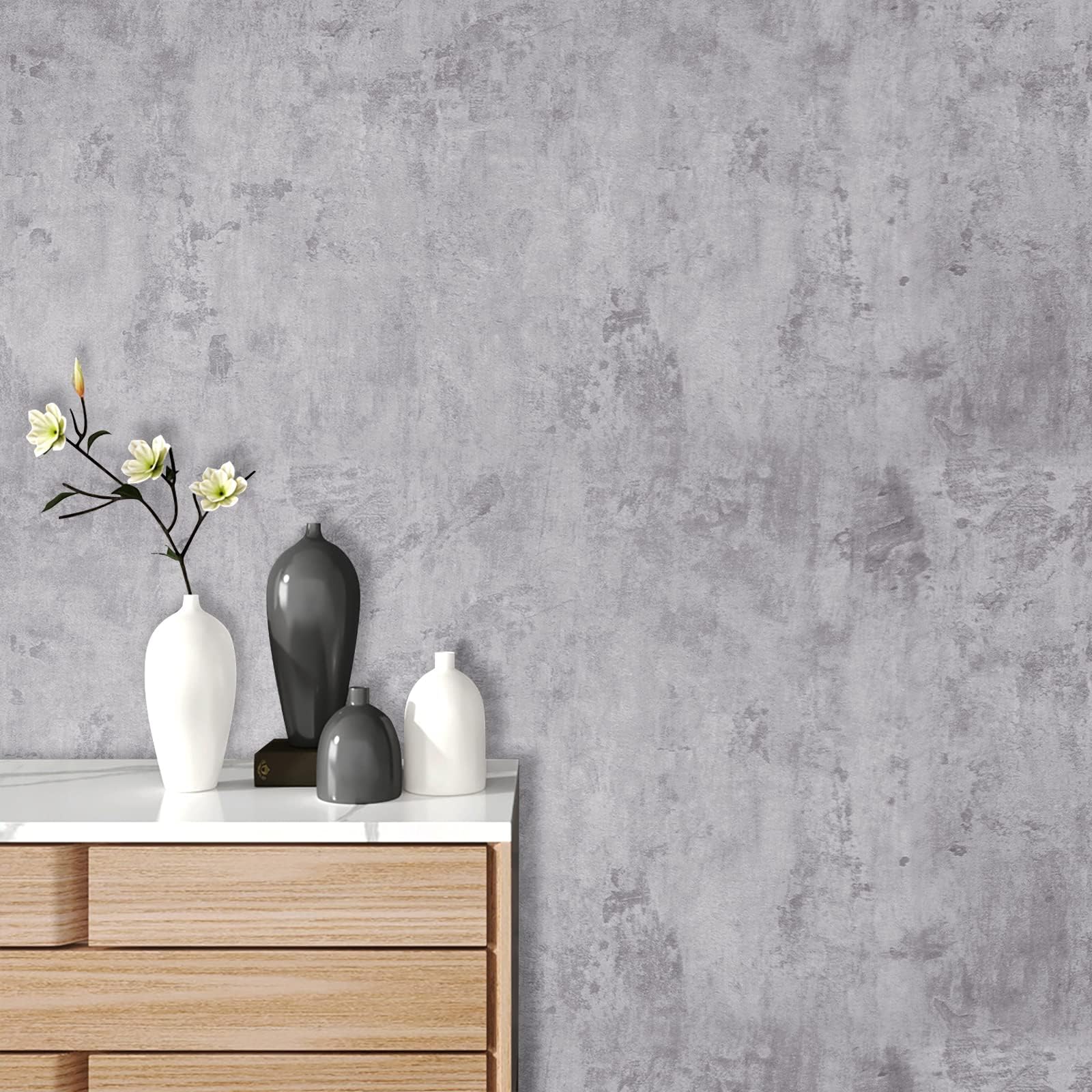 Stickyart Tapete Betonoptik Möbelfolie Selbstklebend Dunkelgrau Zement Effekt 60 x 400 cm Wandverkleidung Betontextur Wandpapier Industrial Matt Verdickt Vinyl Dekorfolie Abziehen Aufkleben Tapete