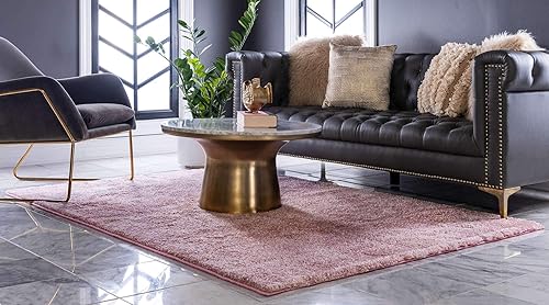 Miniatura 3 de Unique Loom Colección Solo - Alfombra Calabasas (5 pies 3 pulgadas x 7 pies 7 pulgadas, rectangular, color rosa)