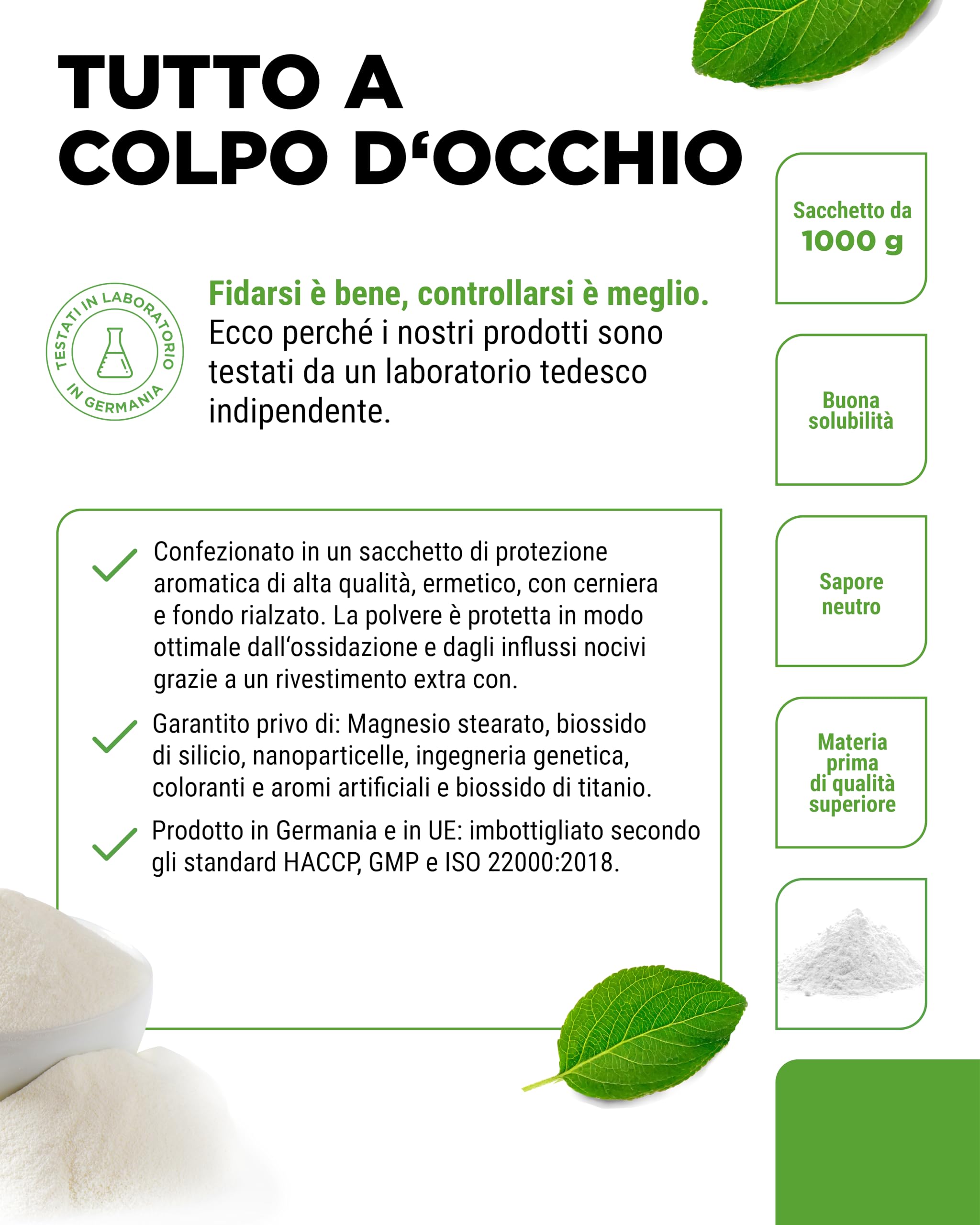 Collagene in Polvere 1000 g - 100% Peptidi idrolizzati di Collagene Bioattivo - Collagene di Tipo 1, 2 e 3 - Sapore Neutro - Senza additivi