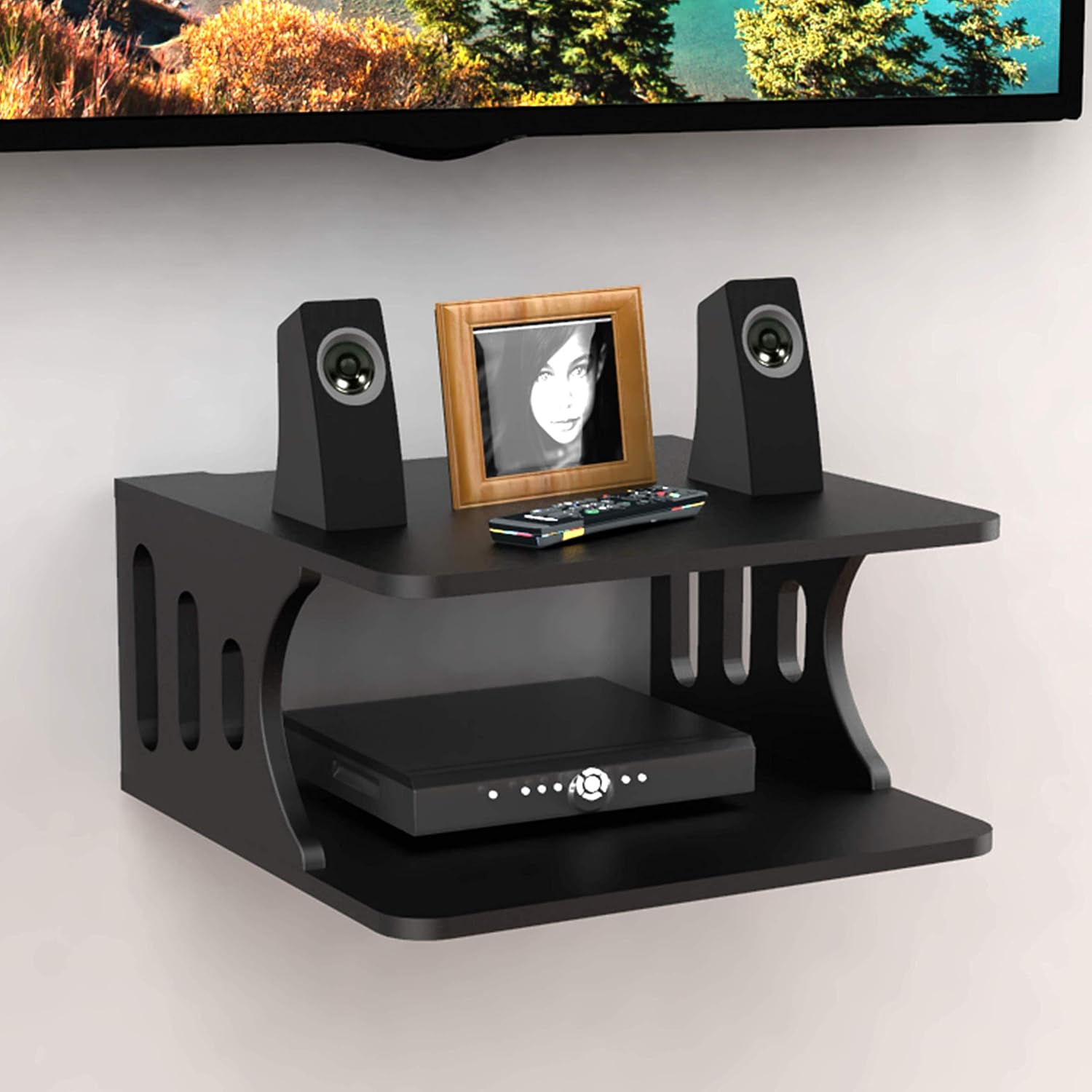 AMAZE SHOPPEE Wooden Set Top Box Wall Shelf for Setup Box/WiFi Router