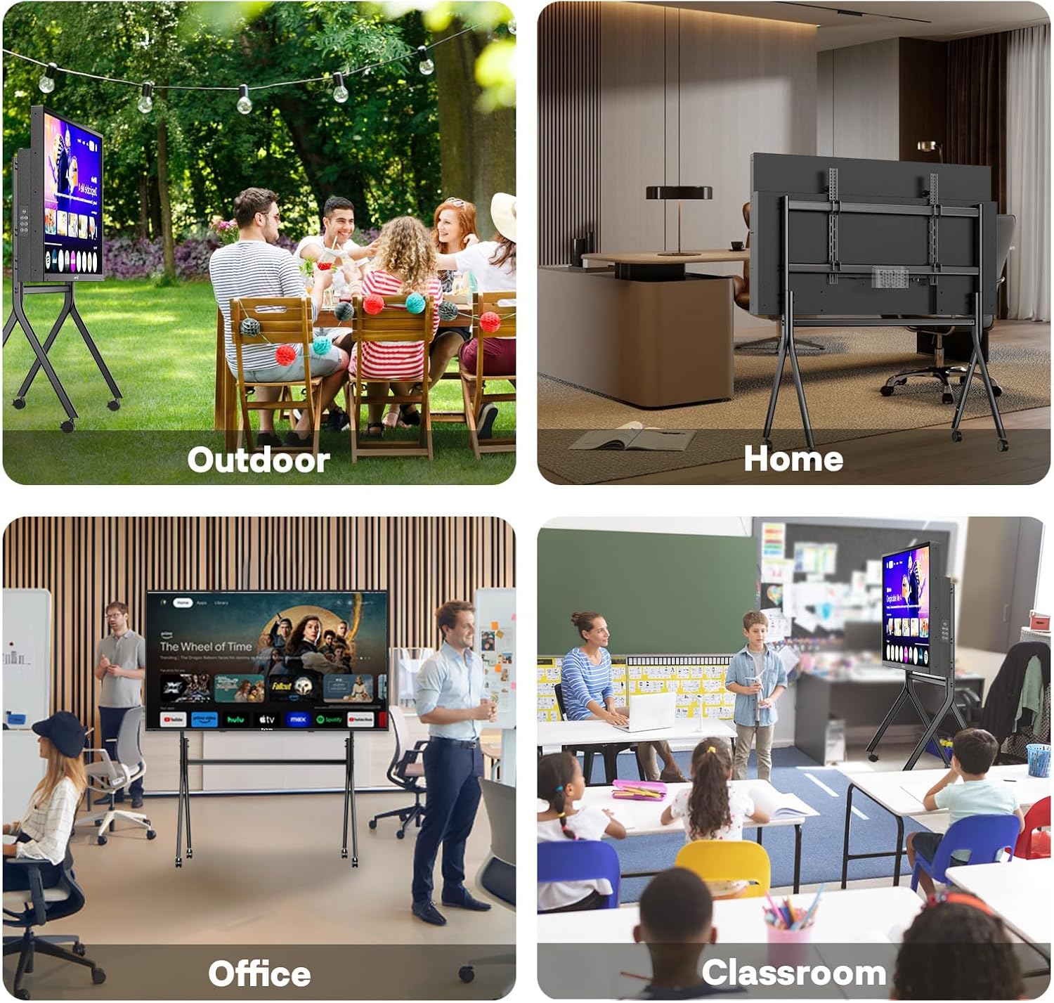 Sylvox TV Floor Stand for 60-120 Inch TVs, Heavy Duty Rolling TV Stand Max Load 330LBS/150kg, Mobile TV Cart with Lockable Wheels, Universal Flat/Curved Screen Mount, VESA 200x200 to 1200x600mm 60" to 120" TV image 8 of 9 B0FD3C5CFN