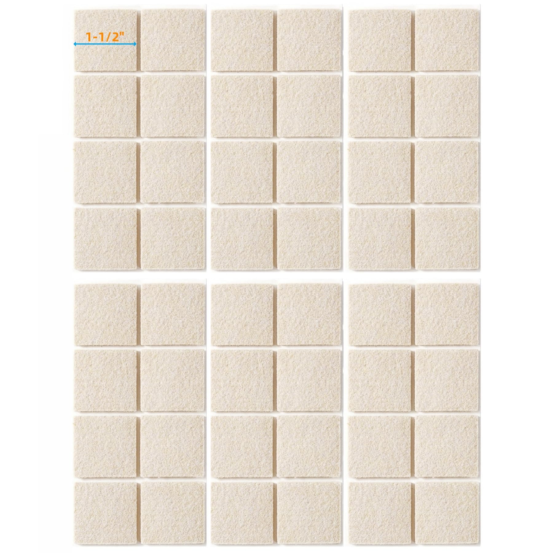 FURNIGEAR Felt Furniture Pads for Hardwood Floors - Self Adhesive Chair Felt Pads, Floor Protector for Furniture Feet, Furniture Sliders Moving Smoothly - Anti Scratch 48 Pcs 1-1/2" Square
