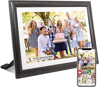 FRAMEO 10.1 Inch 32GB WiFi Digital Picture Frame by KozyOne, HD IPS Touchscreen, Natural Wood Frame, Auto-Rotate and Wall ...