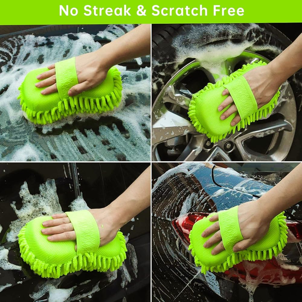 BELPAIR 4-Pack Green Car Wash Mitt, Super Absorbent view 4