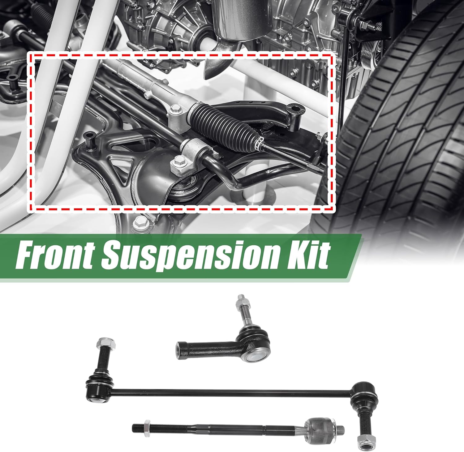 X AUTOHAUX 6pcs Front Suspension Kit Inner Outer Tie Rod End Front Sway Bar Link for Ford Explorer Police Interceptor Utility No.EV800893/ES800952/K750616