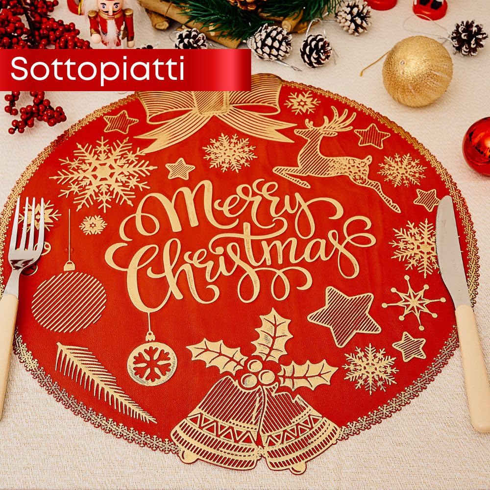 Servizio Piatti Natalizi - Set Piatti 6 Persone - Adatti alla Lavastoviglie -Porcellana - Piatti Moderni - Articoli Natalizi - 18 Pezzi Servizio Piatti Natalizio (SET TAVOLA NATALE)