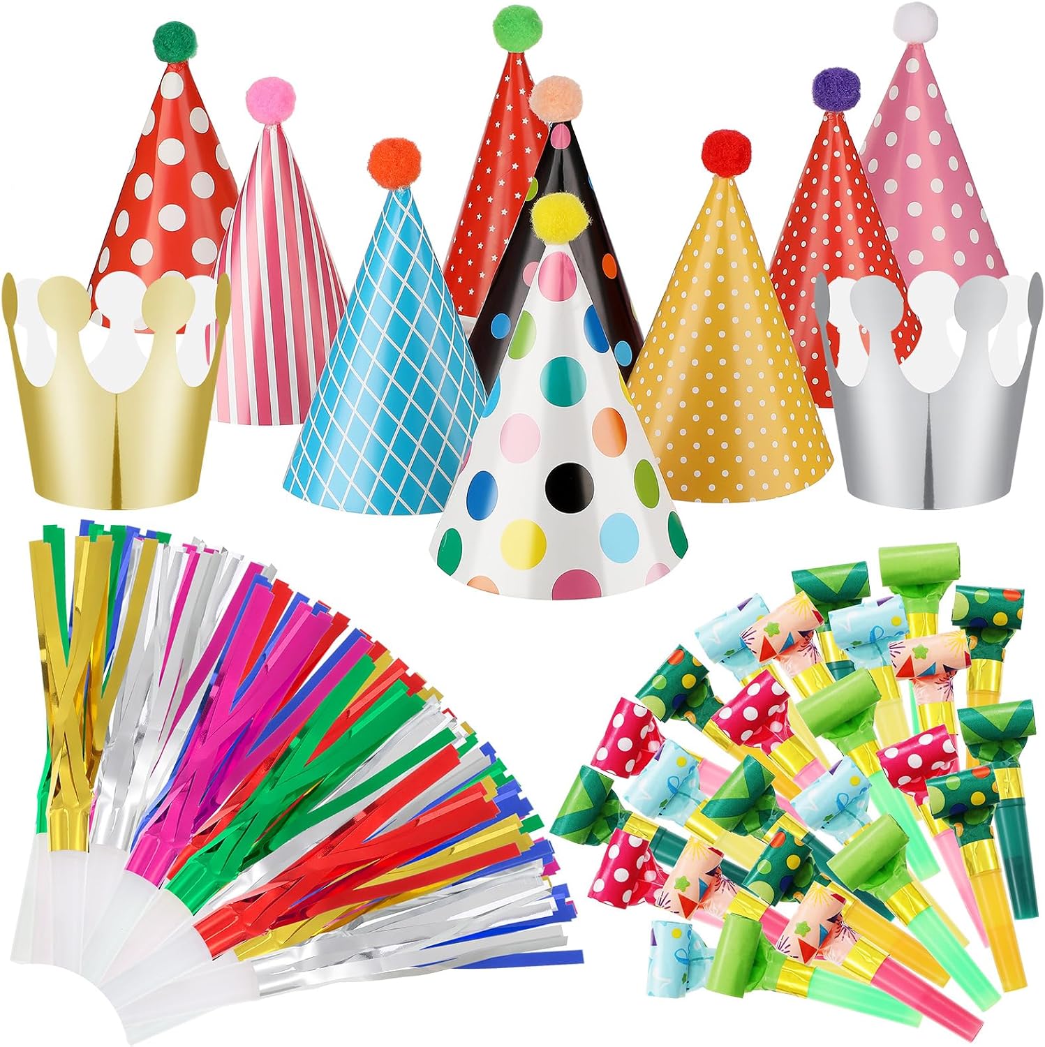 59 Sombreros de Fiesta Conos con Decoración Multicolor