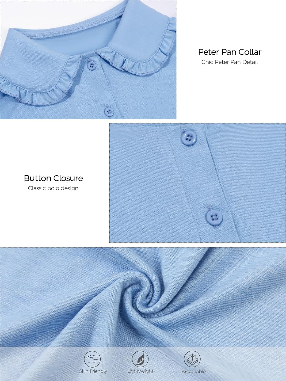 Girls Ruffle Peter Pan Collar Polo Shirt Kids School Uniform Tops Short Sleeve Tshirts
