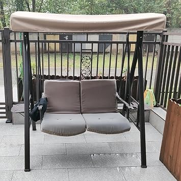 Replacement Swing Canopy Cover for 2 & 3 Seater Garden Swing Seat,Waterproof Polyester Patio Hammock Top Cover, Outdoor Swing Chair Canopy for Patio Porch Swing(Size:3 Seater: 198x118cm/79x46.4inch)