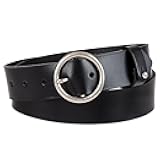 Women's Round Circle Buckle Casual Leather Jean Belt