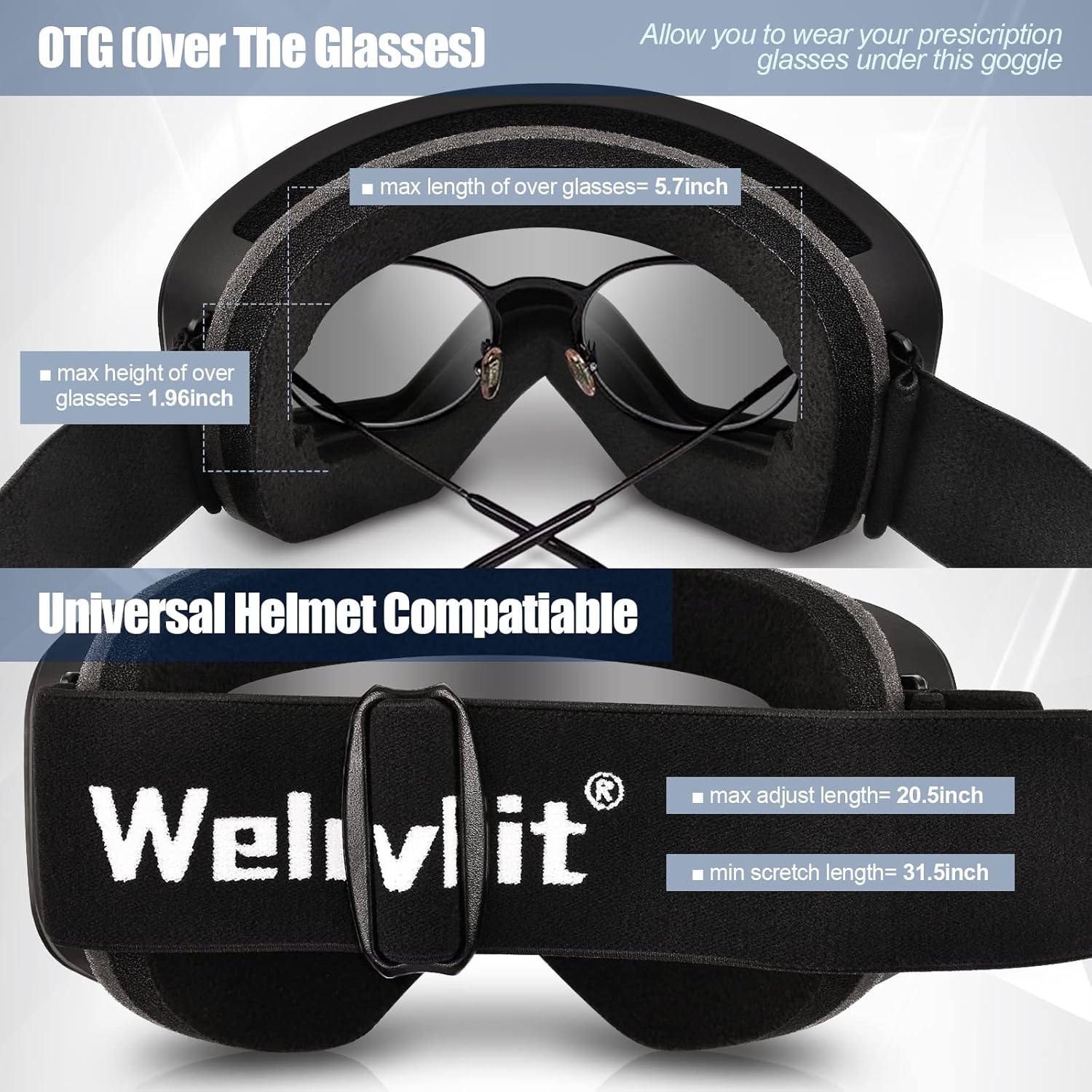 OTG Ski Goggles Anti Fog, WeluvFit 100% UV Protection Magnetic Snowboard Goggles with Detachable Lens, Snowmobile Skiing Skating Goggles for Men Women… : Clothing, Shoes & Jewelry