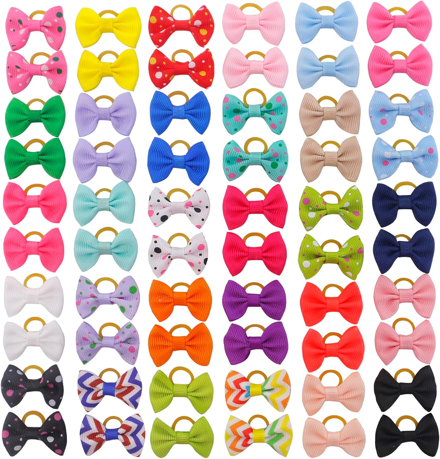 Puppy Hair Bows Small Dog Mini Rubber Bands 60pcs