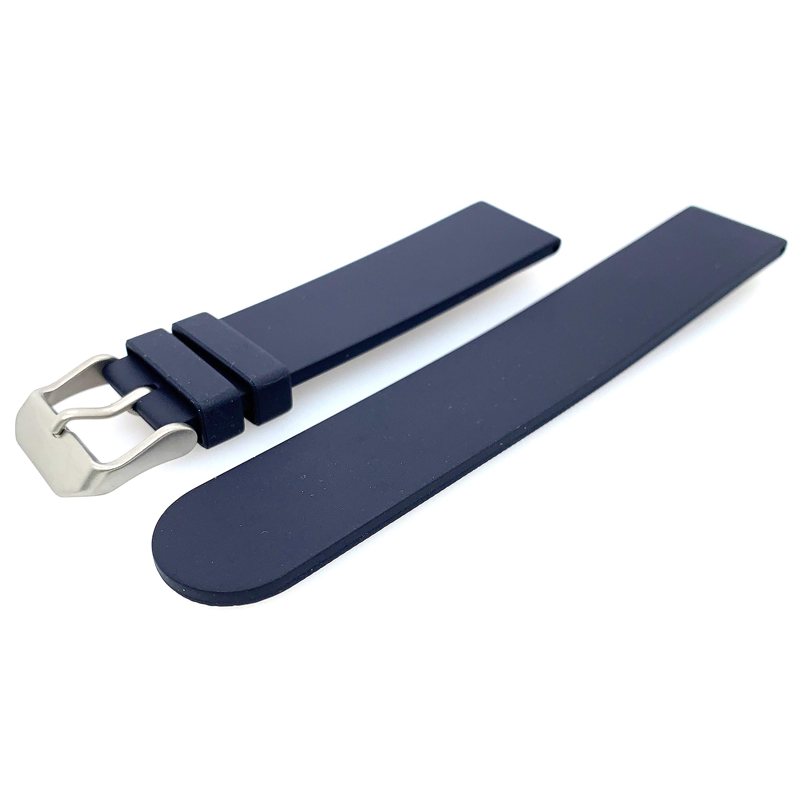 Bonetto CinturiniModel 270 Smooth Italian Rubber Watch Strap Dark Blue 22 mm