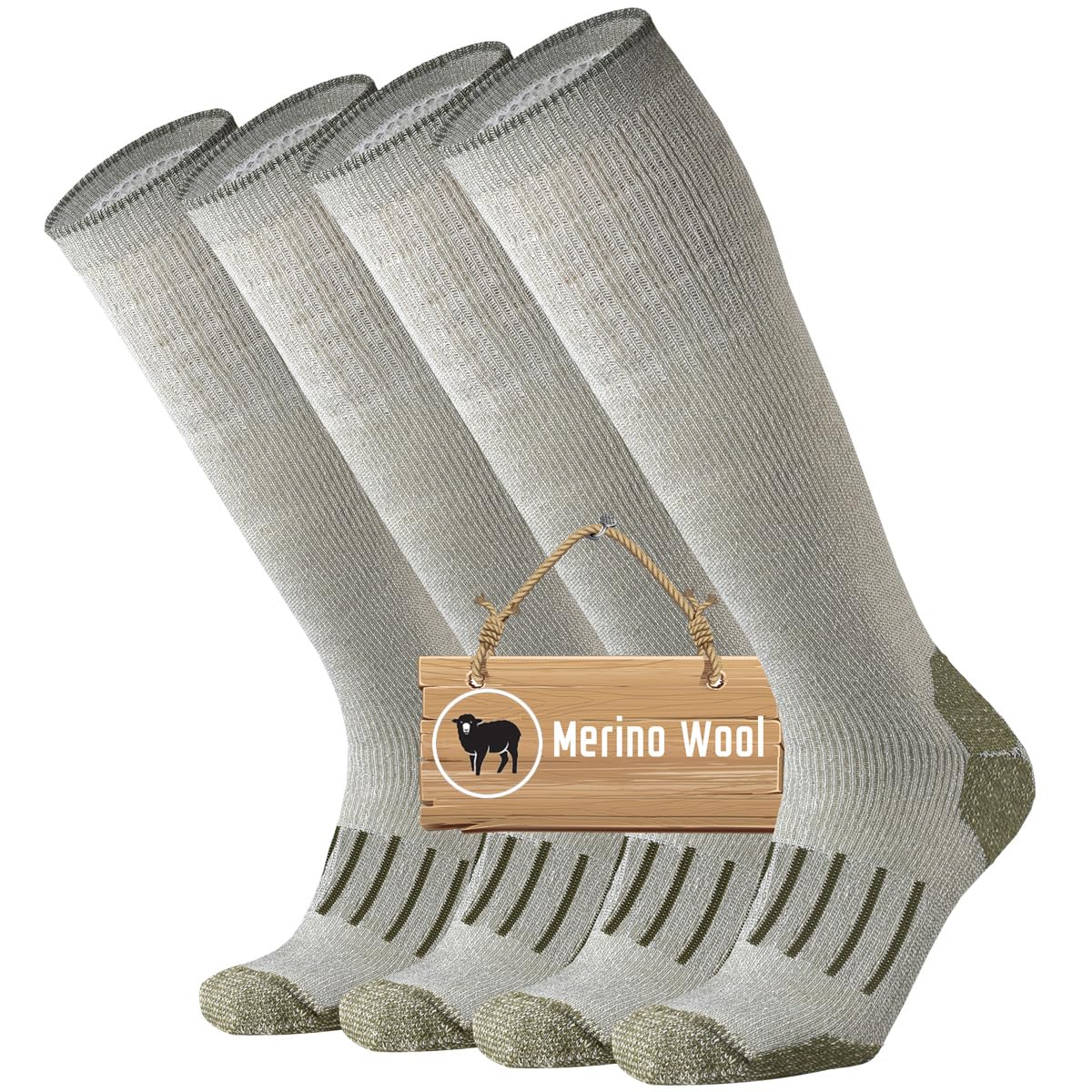 ONKE Knee High Socks Cushioned Moisture Wicking for Mens Over the Calf OTC Steel Toe Western Work Boot Thermal Hiking Hunting(Green XL)