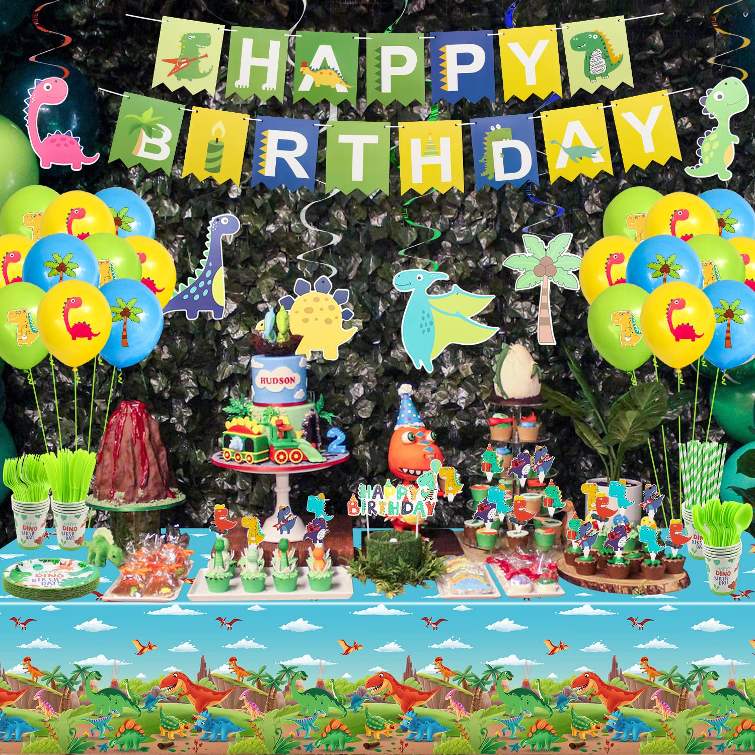 4 Dinosaurier-Tischdecken 220x130cm – Rechteckige Partydeko Für Dino-Geburtstag