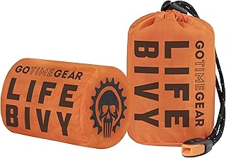 Go Time Gear Tente de survie d'urgence – Tente d'urgence pour 2 personnes – Utilisation comme tente de survie, abri d'urgence, tente tube, bâche de survie – Comprend un sifflet de survie et une