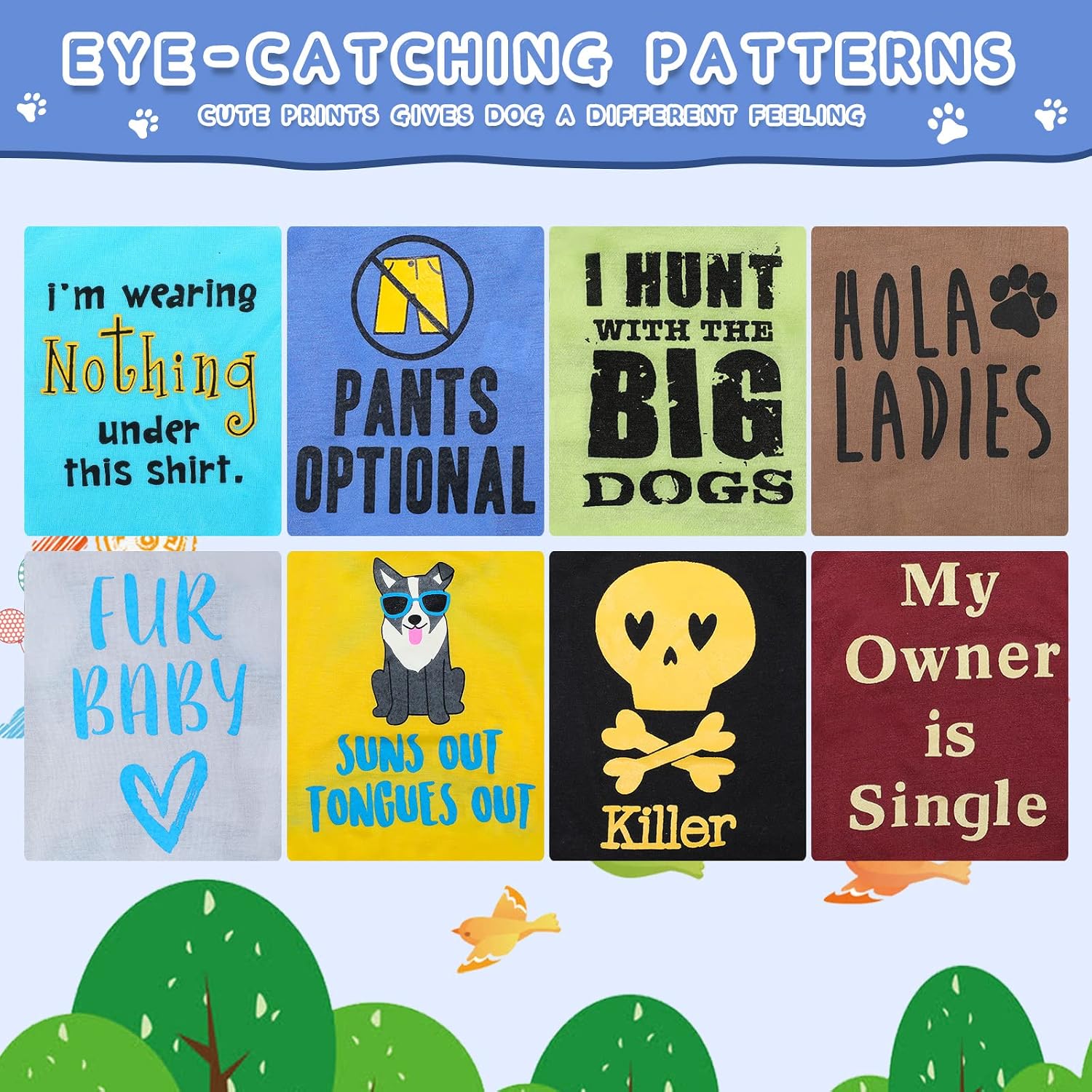 Saintrygo 8 Pcs Dog T-Shirts Printed Funny, Vivid Pattern, Small image 3