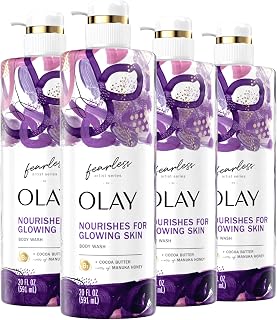 Olay Fearless Moisturizing Body Wash for Women with Cocoa Butter and Notes of Manuka Honey Artist Series 20 fl oz (Pack of 4)