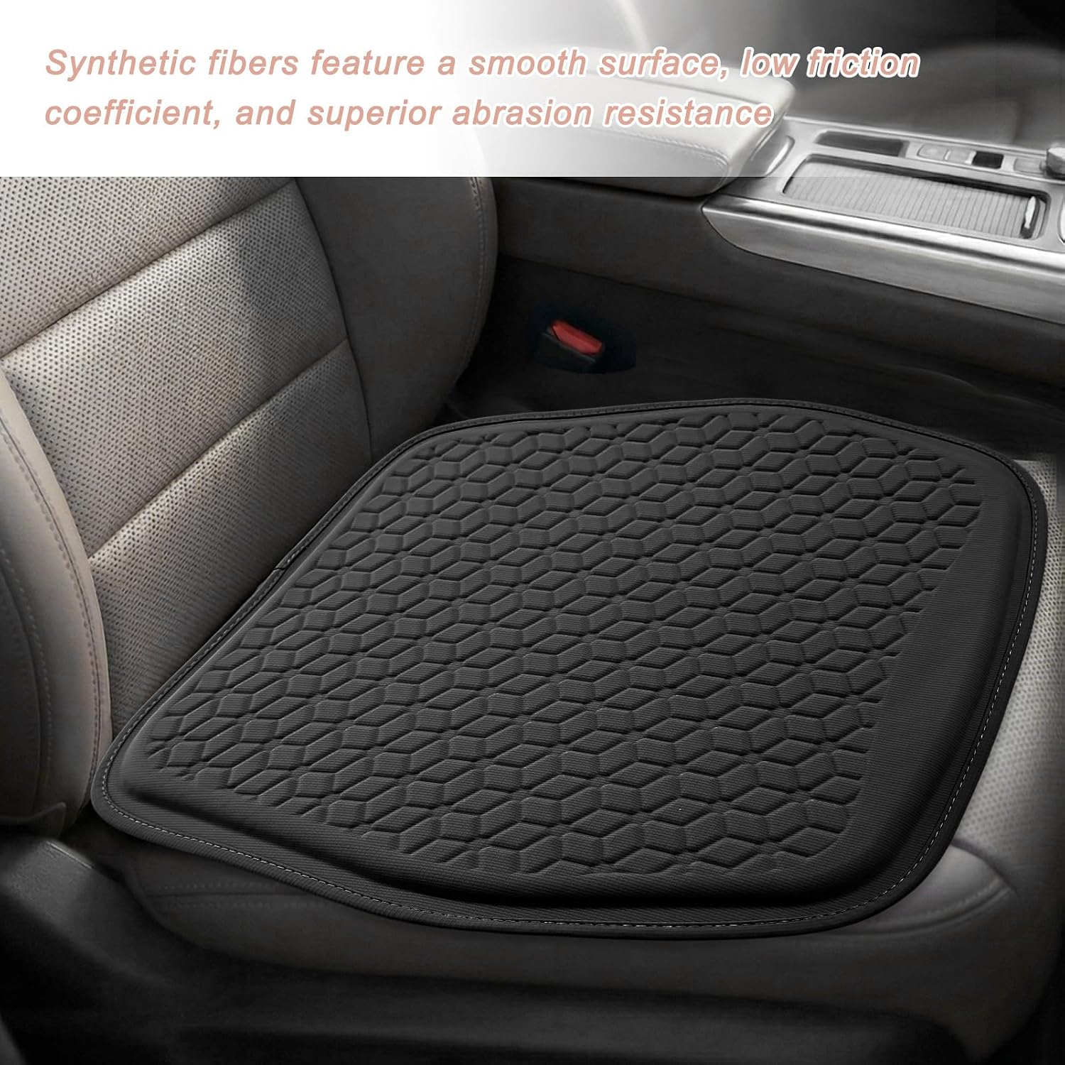 Gel Car Seat Cushion, Non-Slip Vehicle Chair Protector Pad for More Comfortable Driving, Breathable Cooling Pad Front Seat Cushion for Sedans Trucks SUVs, Car Accessories (Black)