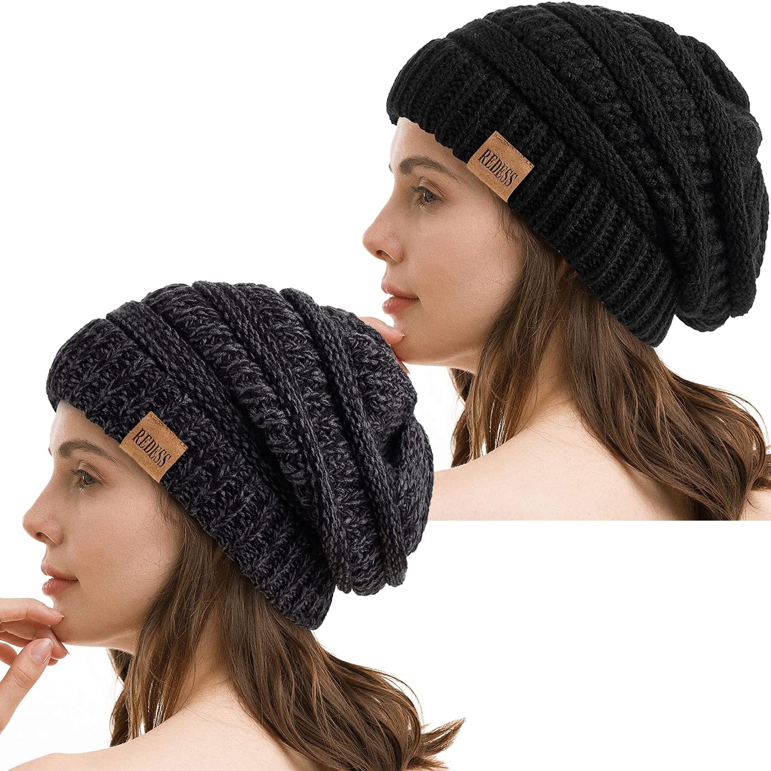 REDESS Slouchy Beanie Hat per Uomo e Donna Winter Warm Chunky Soft Oversize Cable Knit cap