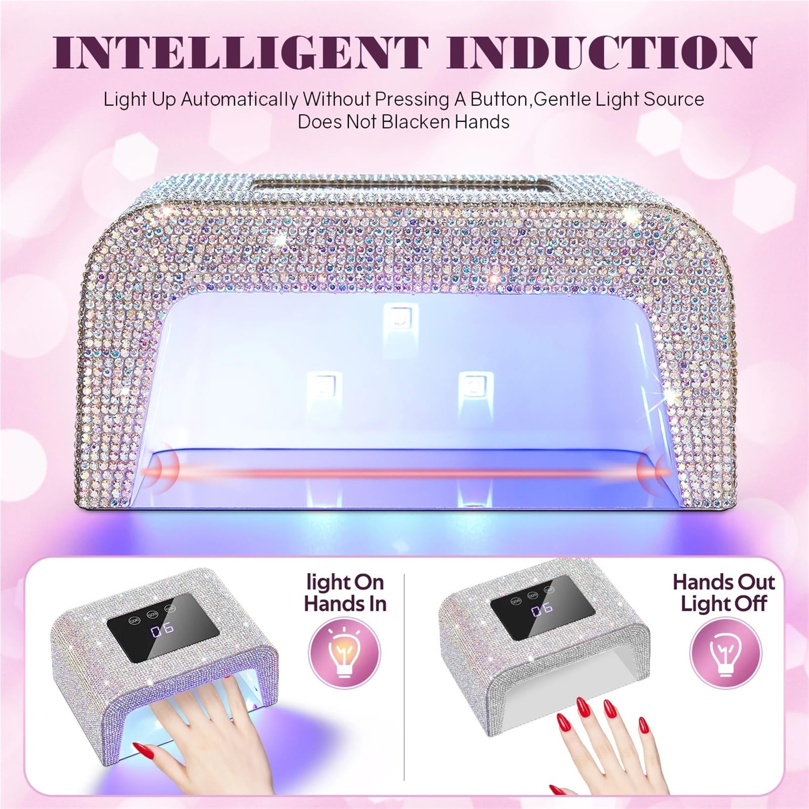 UV LED Nail Lamp Professional 15W Dryer with LCD Touch Screen and 3 Timing 15 LEDS Manicure Tools(SR)