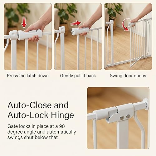 Miniatura 4 de Puerta estrecha de paso para bebés de 24.02-29.13 pulgadas de ancho con cierre automático por tensión, puerta de seguridad para niños y mascotas de