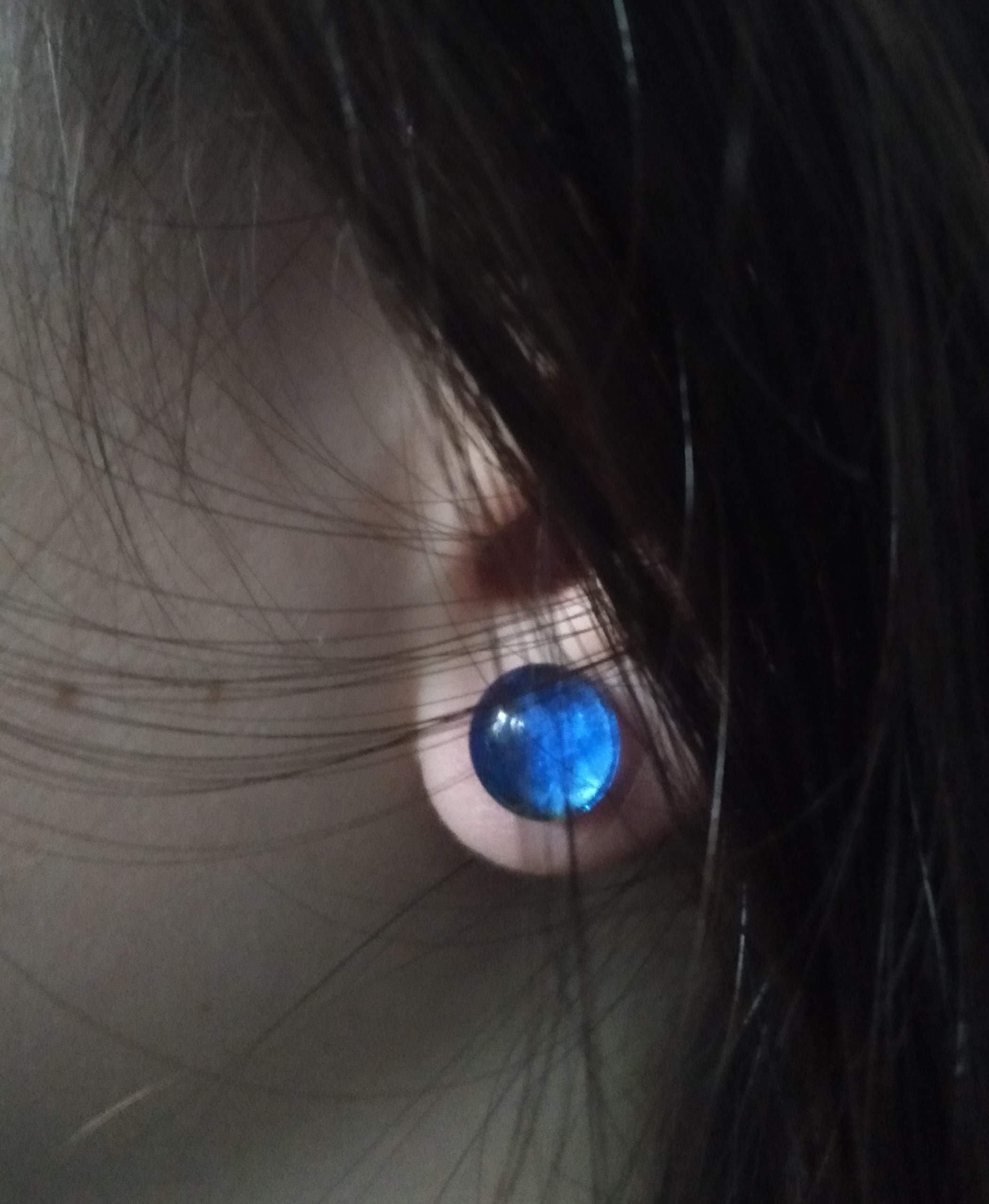 Pendientes de vidrio artesanal azul transparente
