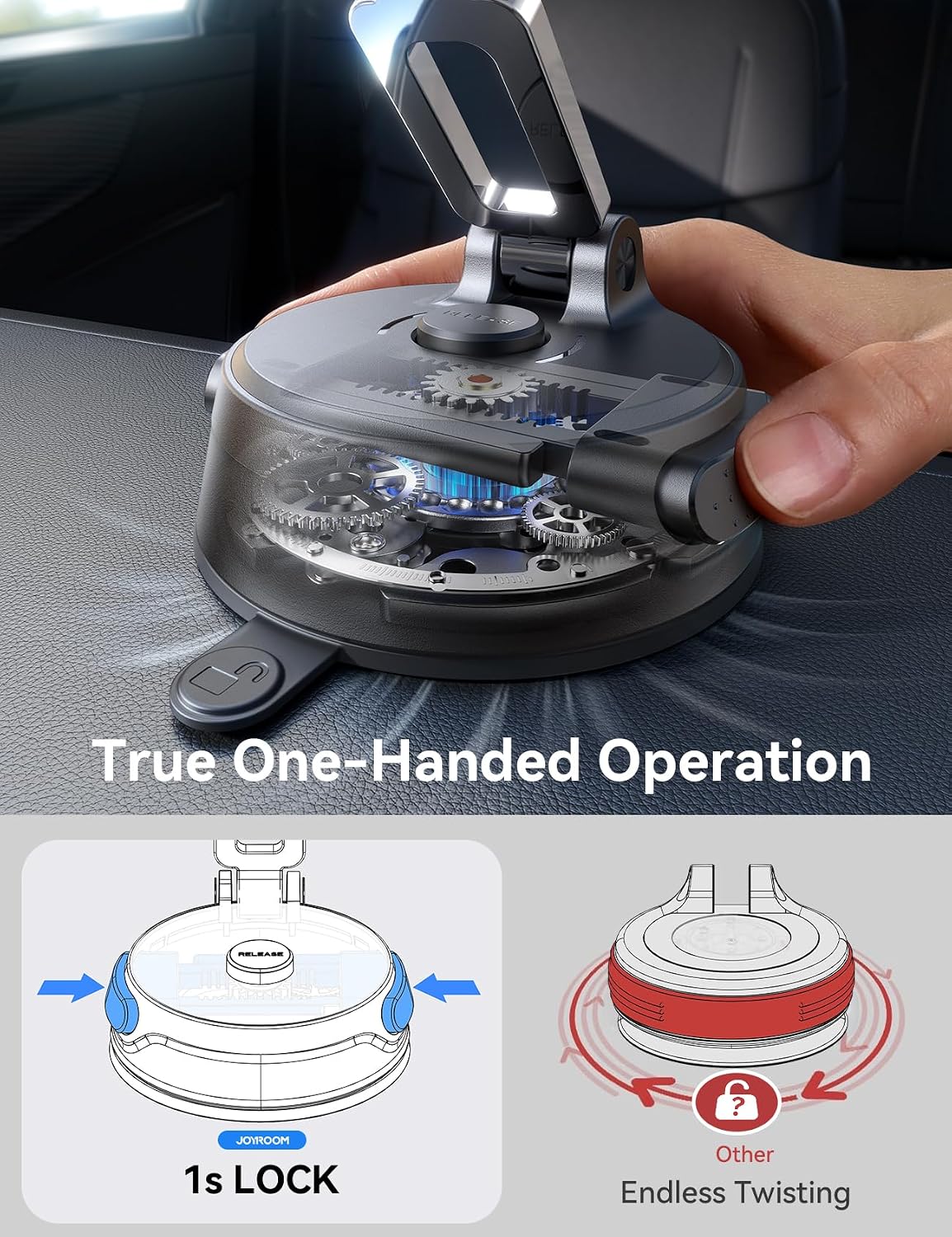 JOYROOM Car Mount for iPhone, [Tri-Fold] MagSafe iPhone Car Mount, [Suction Pro+Gel Base] 360° Rotation iPhone Car Holder, Strong Magnet for iPhone 17 Pro Max and Other Series[Not for Charging] image 4