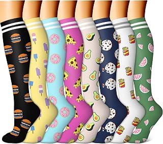 FEYHAY Copper Compression Socks (8 Pairs) 15-20 mmHg Circulation is Best Athletic & Daily for Men & Women, Running, Climbing