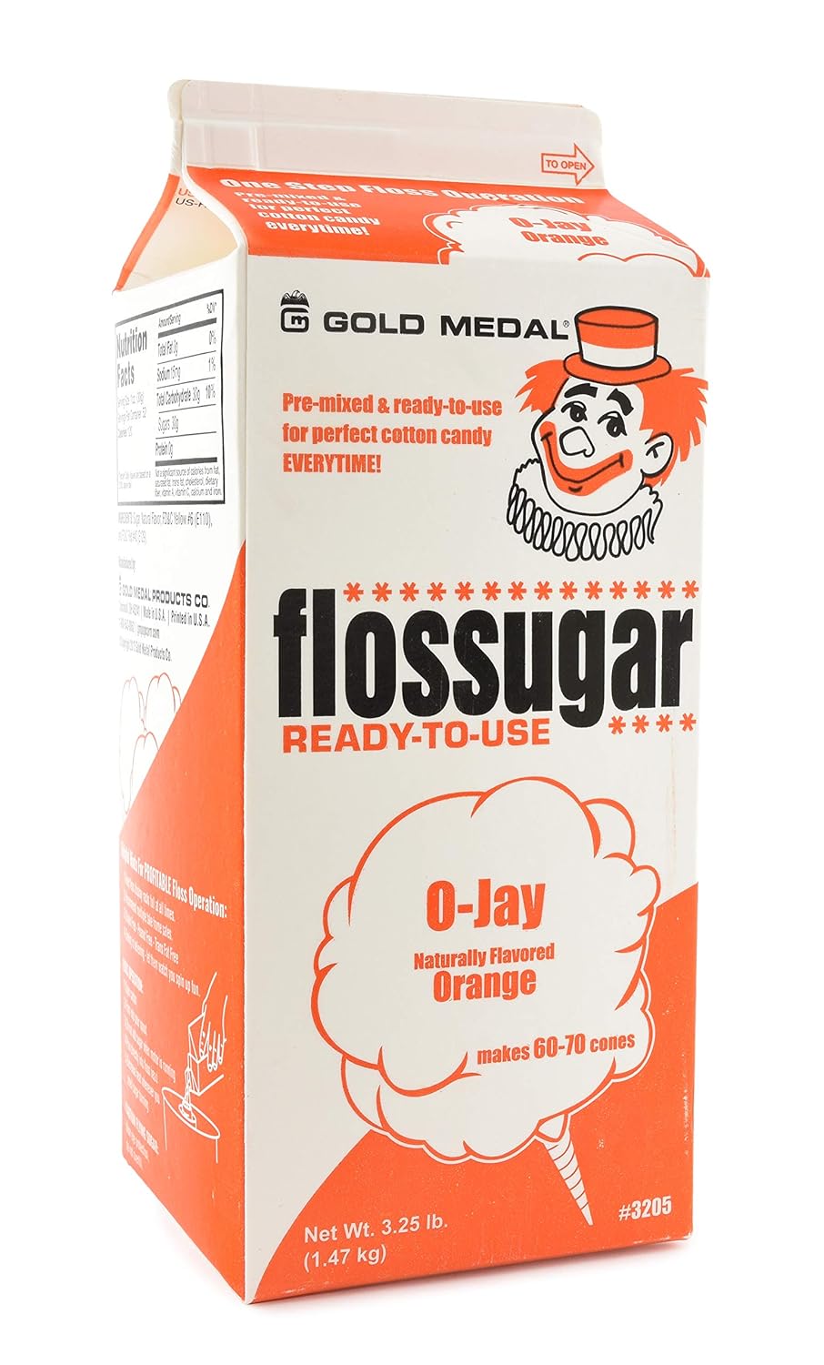 Flossugar Flavour: Orange, net wt. 3.25 lbs