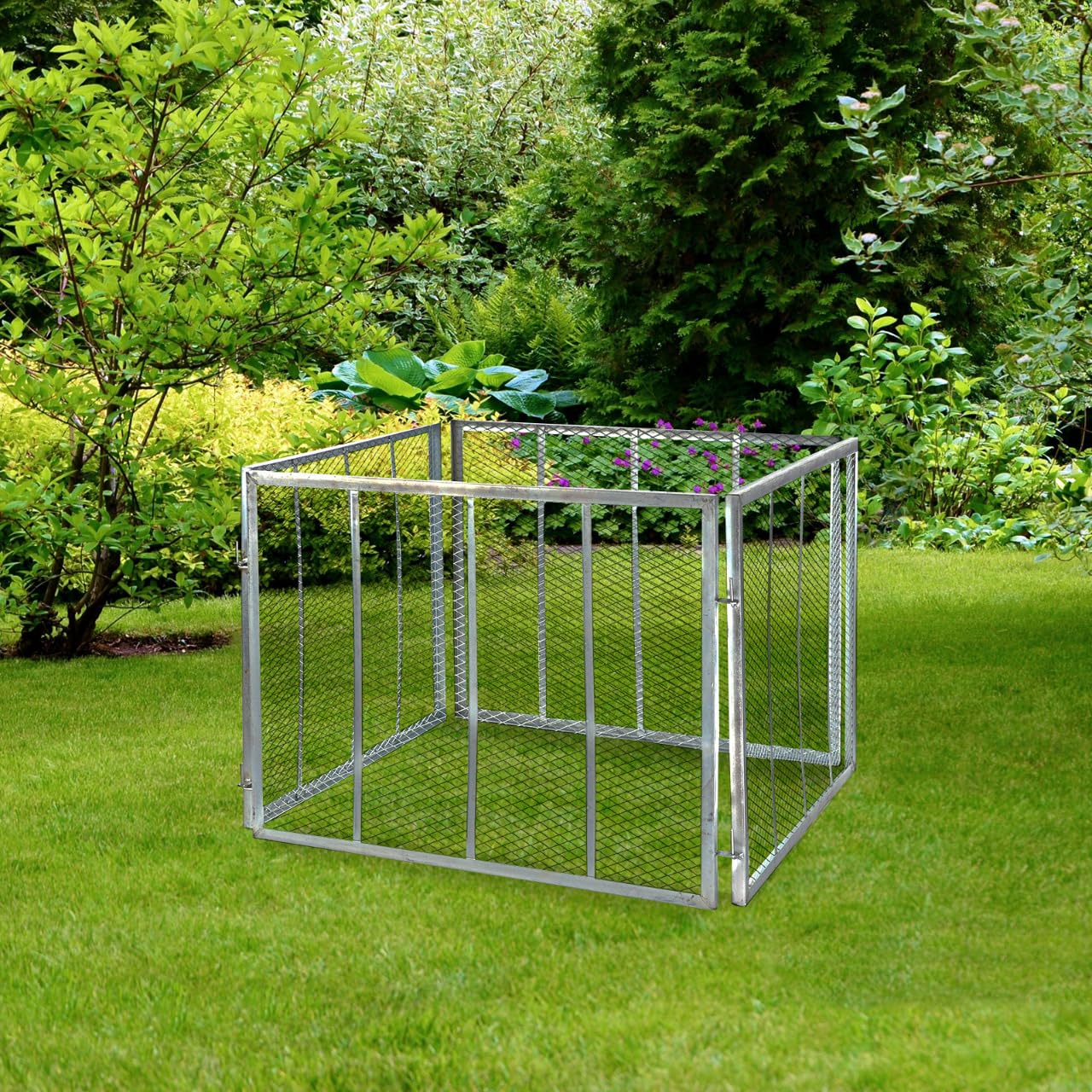 DEMA Garten Metallkomposter 107x107x81 cm – Vollverzinkter Komposter für Gartenabfälle, Robuste Bauweise, Ideal für Kompostierung