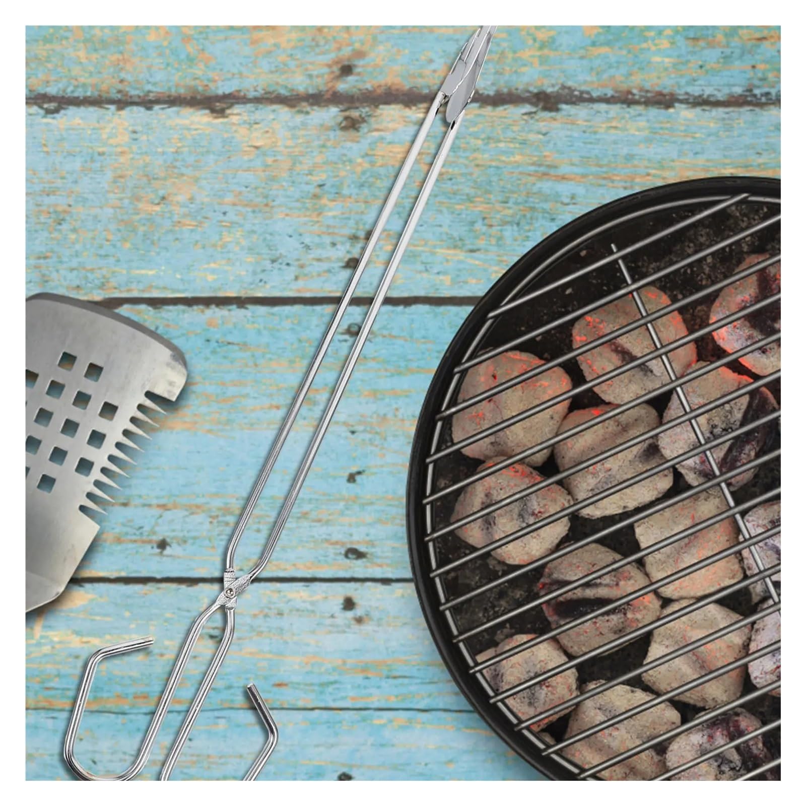 Pinzas For LeñA Pinzas largas for carbón, pinzas for barbacoa cromadas for acampar al aire libre, Picnic, patio trasero, accesorios for parrilla de, 5 uds