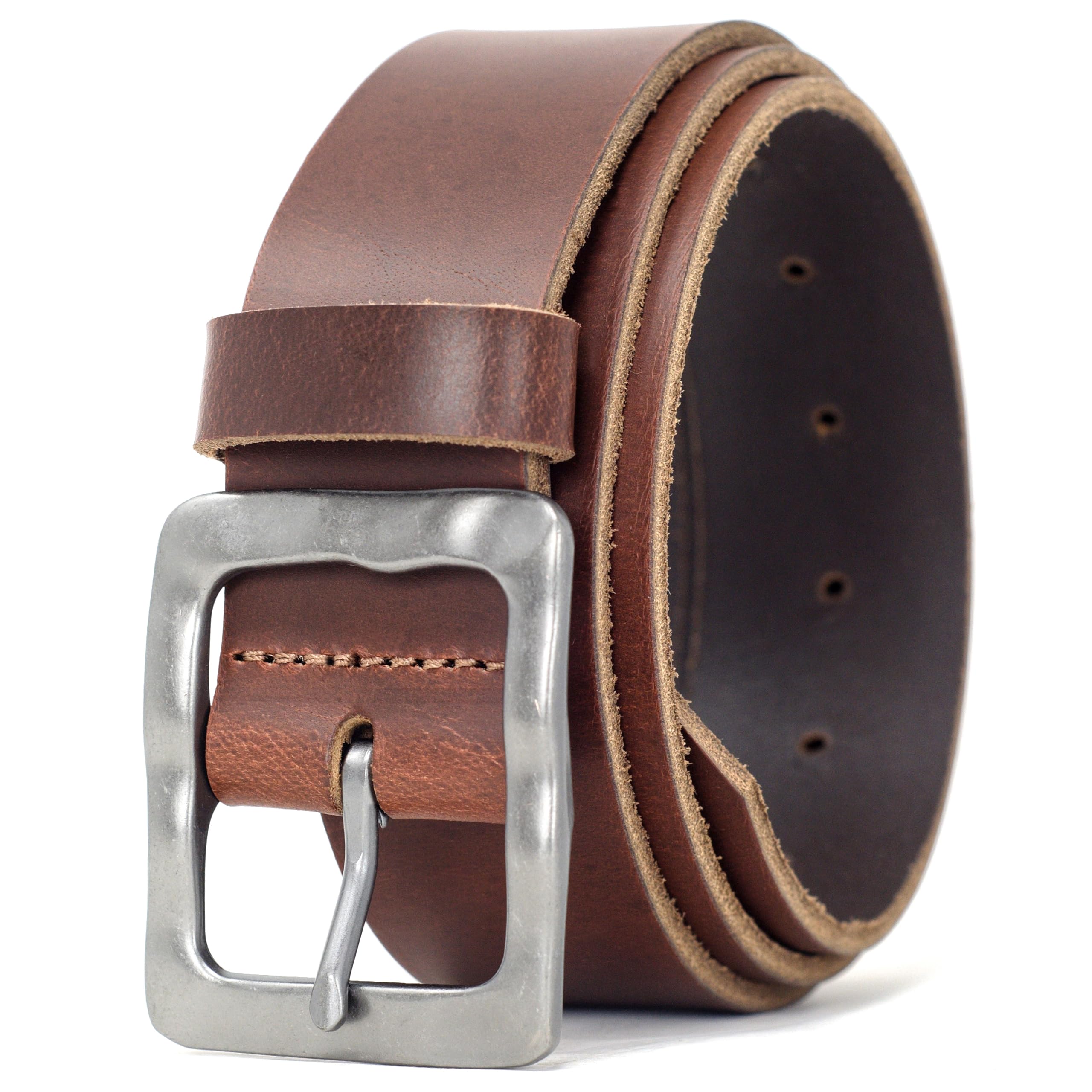 Ashford Ridge Made in England 38mm Full Hide Leather Belt with Vintage Style Buckle - Antique Brown 4XL