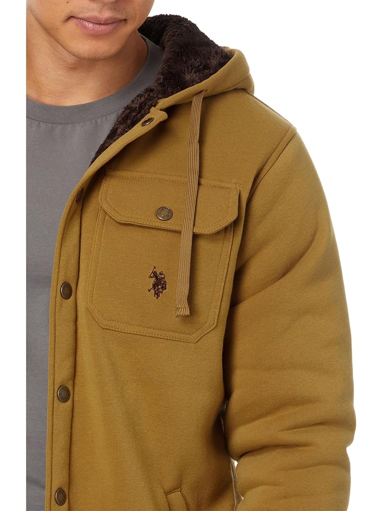 U.S. POLO ASSN. USPA Fleece Shirt Jacket Sherpa Hoodie