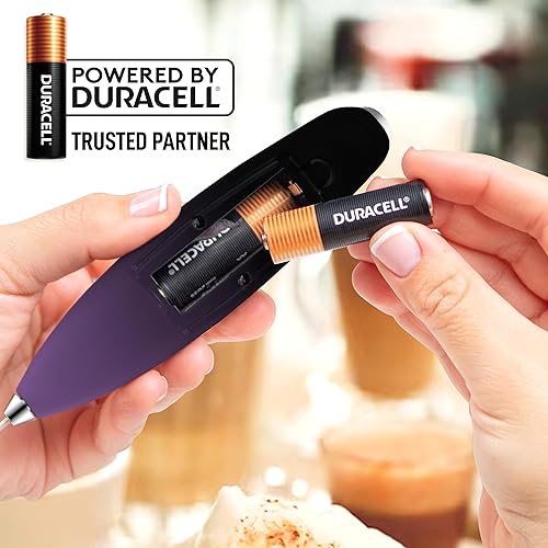 Vista 129 de Zulay Kitchen - Espumador de leche de mano con pilas AA Duracell: batidora de bebidas resistente para café, latte, capuchino y más, color aurora