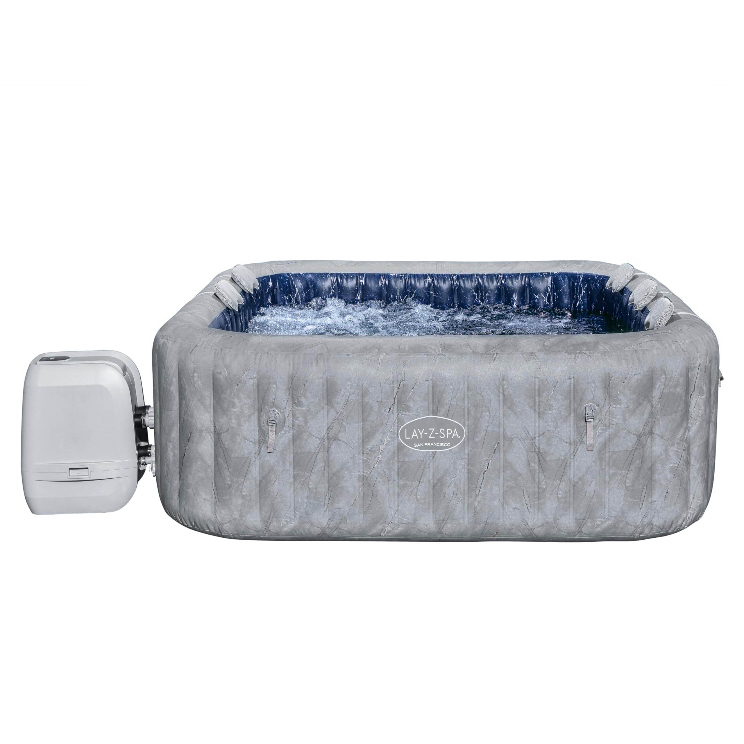 Bestway San Francisco Smart Luxe HydroJet Pro 7 Mármol Gris, 90.5'x90.5'x28'/2.30 mx2.30 mx71 cm