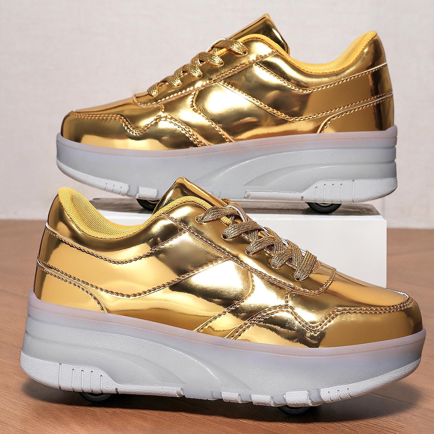 Roller Shoes with Wheels for Girls Boys Kids Roller Skate Shoes Detachable Wheeled Fashion Sneaker