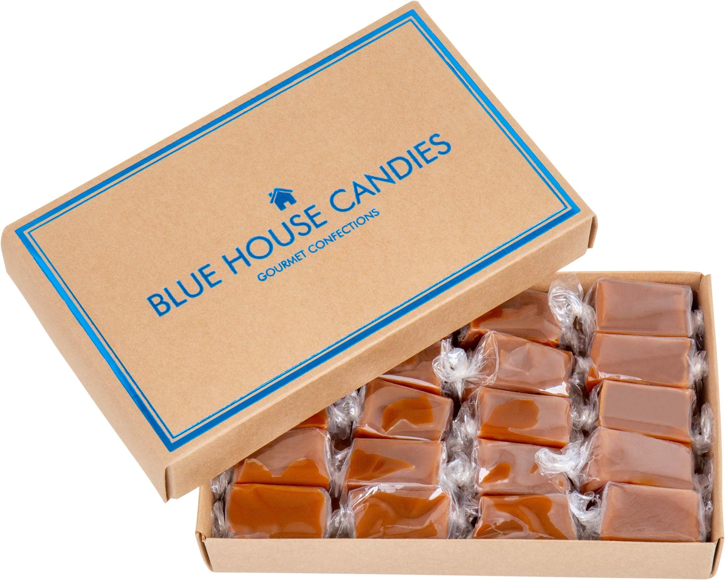 Blue House Soft and Chewy Handcrafted Gourmet Caramel Candies, Gift Boxed (Original Caramels),1 pound