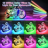 Vista 5 de 8 piezas de kit de luces LED RGB para motocicleta con mando a distancia APP/RF, luces de tira de doble zona con señal de giro y freno, luces