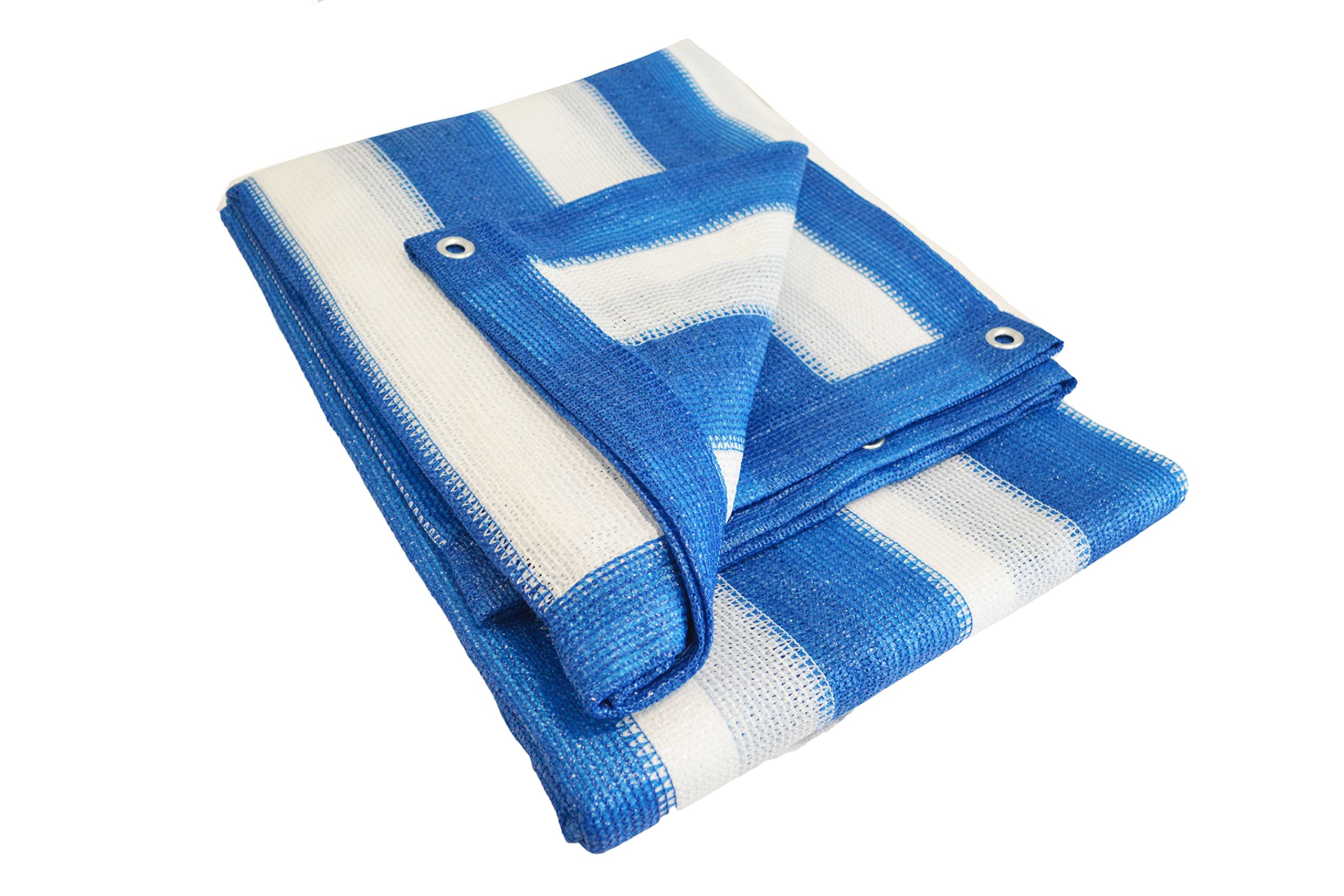 Blue and White Stripe Outdoor Shade Net Shade Panel Koi Pond Screen Mesh Tarp (Multi-Purpose Tarps) (14'x20')