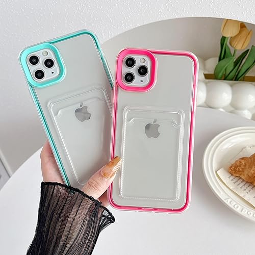 Miniatura 3 de Caseative Tarjetero de color caramelo transparente a prueba de golpes suave compatible con funda de iPhone (negro, iPhone 11 Pro Max)