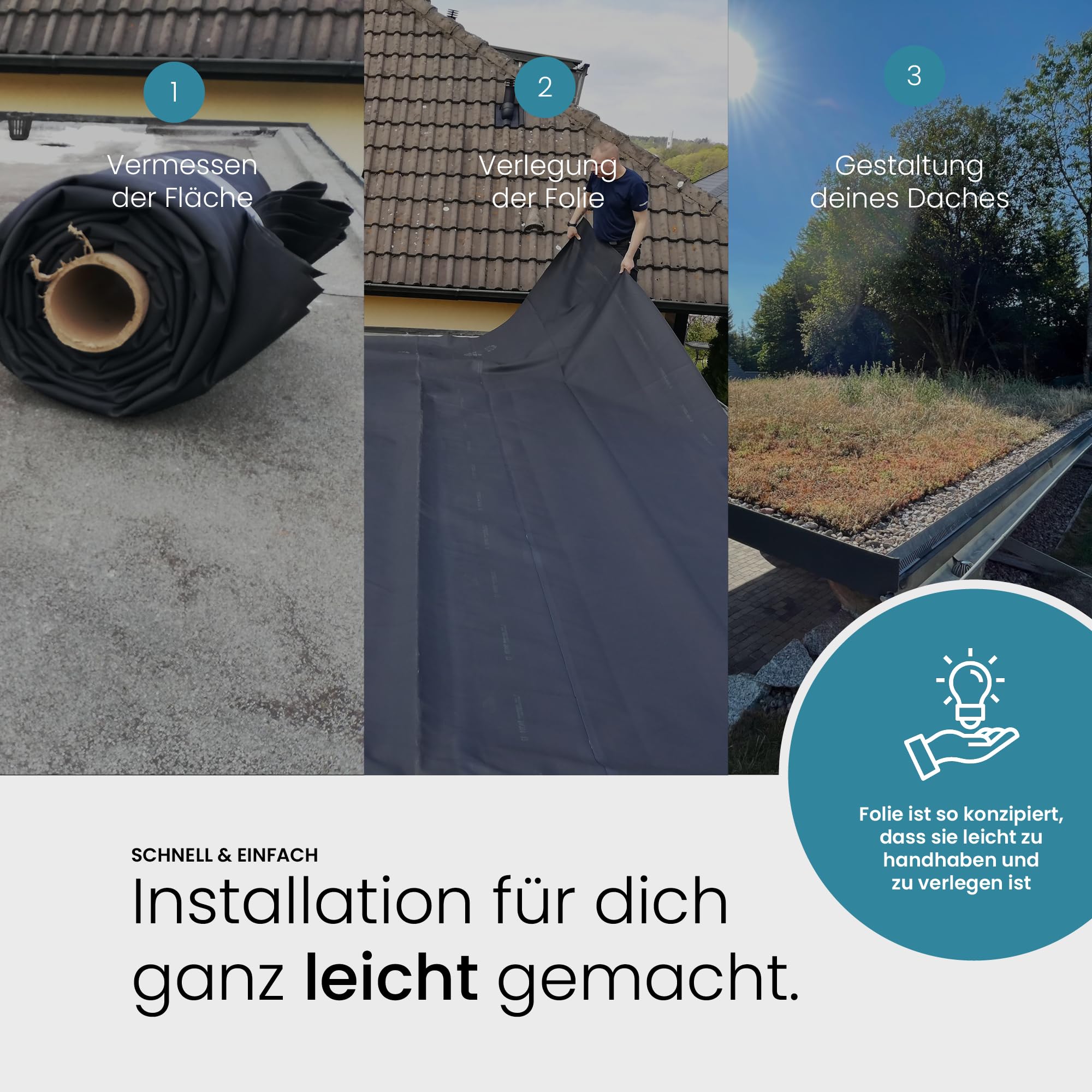 EPDM Dachfolie 1,5 mm 7,62 m x 6,5 m schwarz wasserdicht Dachabdichtung