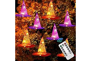 DAZZLE BRIGHT 8 Pcs Hanging Witch Hat String Lights: Illuminate the Halloween Night