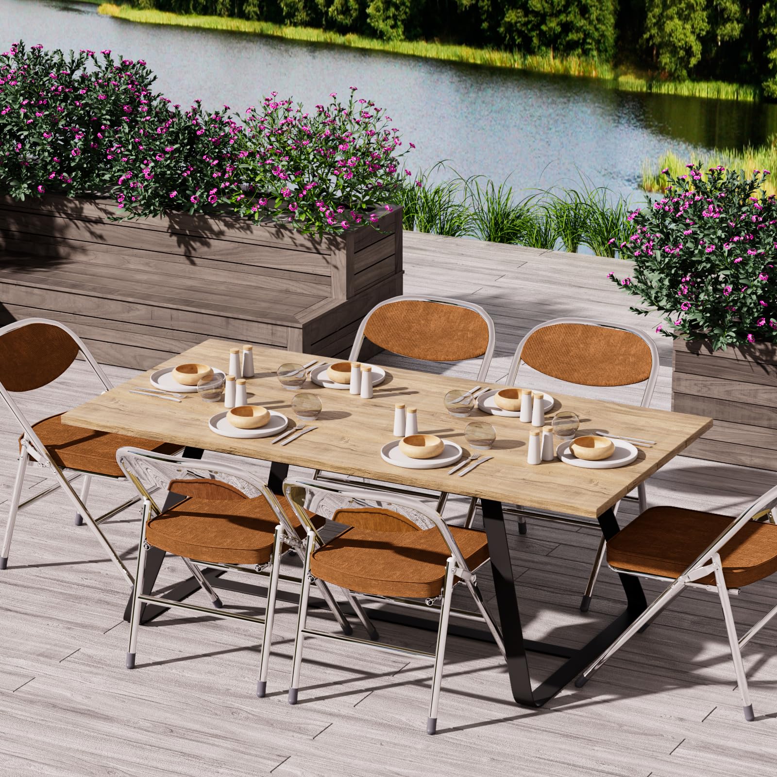 4 Chaise Pliante Chaise Visiteur Chaise Pliante rembourrée en Tissu Chaise de Salle à Manger Pliante conviennent à la Cuisine,l'intérieur, l'extérieur,Salle de conférence Rouge-Marron