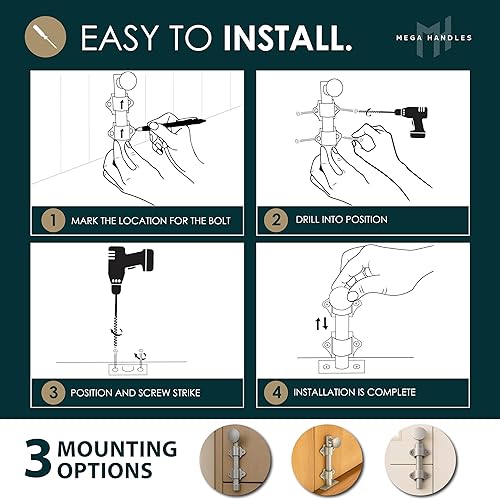 Miniatura 4 de Mega Handles Perno de puerta holandés  Pestillo de perno deslizante resistente de 4 pulgadas, pestillo deslizante fácil de instalar para puertas