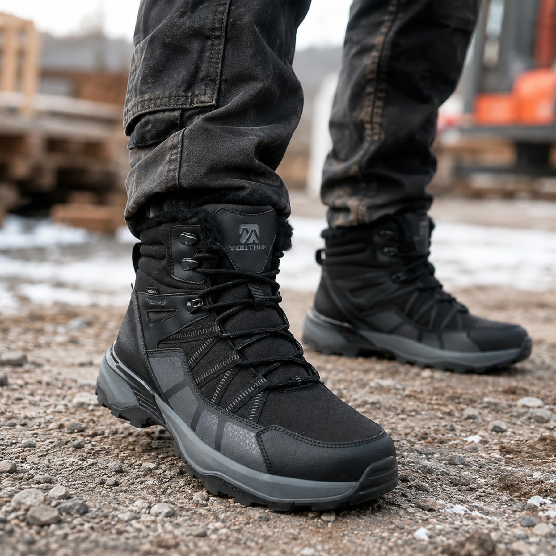 YOUTHUP Herren Winterstiefel Wasserdicht Warm Extra Dicke Schneestiefel